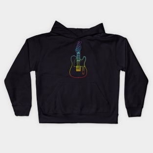Three Frets T-Style Electric Guitar Colorful Outline Kids Hoodie